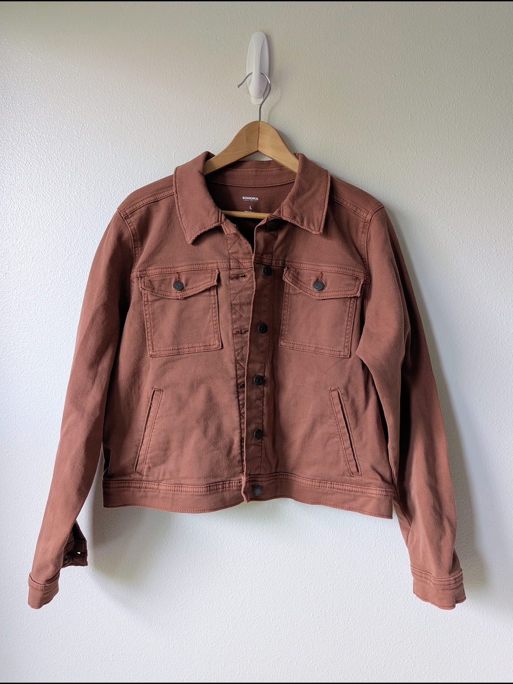 Sonoma Rust Orange Button-Up Denim Jacket Size L